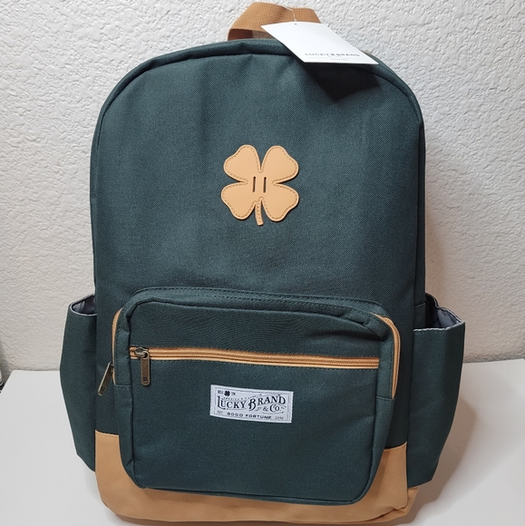 Lucky Brand Backpack, Travel, Lightweight, Comfortable Green/Tan